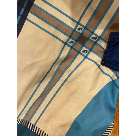 Quiksilver Board Shorts Mens 36 9" Beach Swim Trunks Blue Striped Side Pocket - Picture 7 of 10